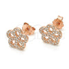 Sterling Silver Stud Earring, Flower Design, with White Cubic Zirconia, Polished, Rose Gold Finish, 02.174.0084.1