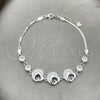 Sterling Silver Fancy Bracelet, Heart Design, with White Cubic Zirconia, Polished, Silver Finish, 03.400.0007.07