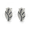 Sterling Silver Stud Earring, with Black and White Micro Pave, Polished, Rhodium Finish, 02.186.0076