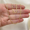 Oro Laminado Basic Necklace, Gold Filled Style Figaro Design, Polished, Golden Finish, 04.58.0010.22