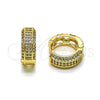 Oro Laminado Huggie Hoop, Gold Filled Style with White Micro Pave, Polished, Golden Finish, 02.283.0285.15