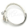 Rhodium Plated Individual Bangle, Heart Design, with Rose Patina Swarovski Crystals and White Micro Pave, Polished, Rhodium Finish, 07.239.0008.9 (03 MM Thickness, One size fits all)