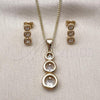 Oro Laminado Earring and Pendant Adult Set, Gold Filled Style with White Cubic Zirconia, Polished, Golden Finish, 10.342.0240