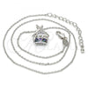 Rhodium Plated Pendant Necklace, with Tanzanite Swarovski Crystals and White Micro Pave, Polished, Rhodium Finish, 04.239.0023.1.16