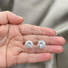 Sterling Silver Stud Earring, with White Cubic Zirconia, Polished, Silver Finish, 02.401.0054.12