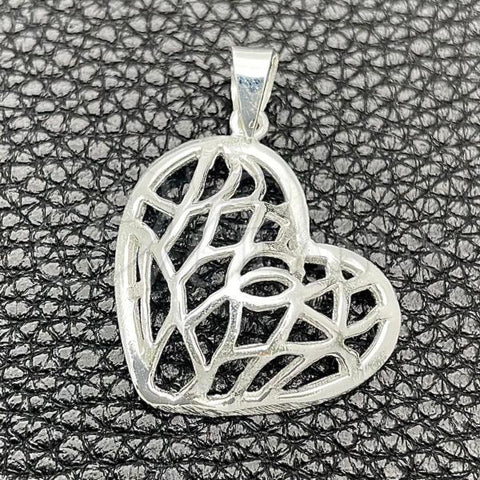 Sterling Silver Religious Pendant, Heart Design, Polished, Silver Finish, 05.392.0025