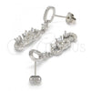 Sterling Silver Dangle Earring, with White Cubic Zirconia and White Crystal, Polished, Rhodium Finish, 02.186.0117