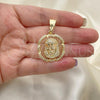 Oro Laminado Religious Pendant, Gold Filled Style Jesus Design, with White Micro Pave, Polished, Golden Finish, 05.120.0038