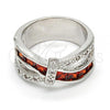 Rhodium Plated Multi Stone Ring, with Garnet and White Cubic Zirconia, Polished, Rhodium Finish, 01.210.0045.3.09 (Size 9)