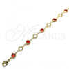 Oro Laminado Fancy Bracelet, Gold Filled Style with Garnet and White Crystal, Polished, Golden Finish, 03.63.2064.1.08