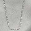 Rhodium Plated Basic Necklace, Rope Design, Polished, Rhodium Finish, 04.64.0001.1.20