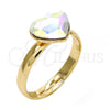 Oro Laminado Multi Stone Ring, Gold Filled Style Heart Design, with Aurore Boreale Swarovski Crystals, Polished, Golden Finish, 01.239.0002.6 (One size fits all)
