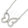 Sterling Silver Pendant Necklace, Butterfly Design, with White Cubic Zirconia, Polished, Rhodium Finish, 04.336.0087.16