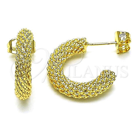 Oro Laminado Small Hoop, Gold Filled Style Rope Design, Diamond Cutting Finish, Golden Finish, 02.163.0279.20