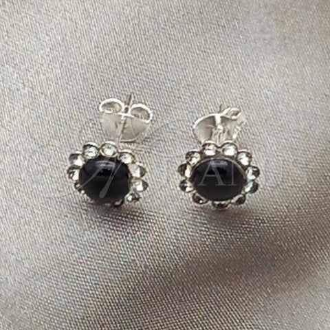 Sterling Silver Stud Earring, with Black Pearl, Polished, Silver Finish, 02.397.0042.05