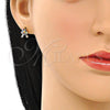 Oro Laminado Stud Earring, Gold Filled Style with Multicolor Micro Pave, Polished, Golden Finish, 02.210.0667.1