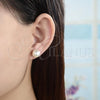 Oro Laminado Stud Earring, Gold Filled Style Ball Design, with Ivory Pearl, Polished, Golden Finish, 02.63.2121