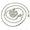 Rhodium Plated Pendant Necklace, Heart Design, with White Micro Pave, Polished, Rhodium Finish, 04.156.0031.1.20