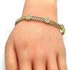 Oro Laminado Necklace and Bracelet, Gold Filled Style Guadalupe Design, Polished, Golden Finish, 06.185.0010