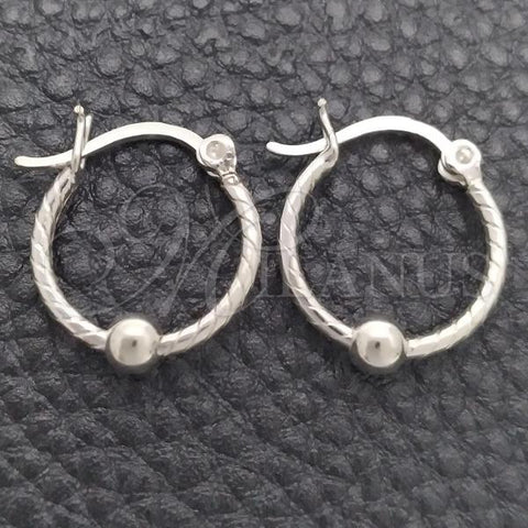 Sterling Silver Small Hoop, and Ball Polished, Silver Finish, 02.399.0018.15