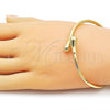 Oro Laminado Individual Bangle, Gold Filled Style Teardrop Design, Polished, Golden Finish, 07.170.0073