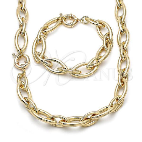 Oro Laminado Necklace and Bracelet, Gold Filled Style Polished, Golden Finish, 06.429.0008