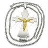 Stainless Steel Pendant Necklace, Crucifix Design, Polished, Two Tone, 04.116.0004.30