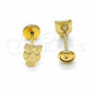 Oro Laminado Stud Earring, Gold Filled Style Owl Design, Polished, Golden Finish, 02.09.0166