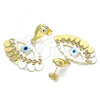 Oro Laminado Long Earring, Gold Filled Style Evil Eye Design, Polished, Golden Finish, 02.331.0030