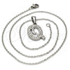 Stainless Steel Pendant Necklace, Initials and Rolo Design, with White Crystal, Polished, Steel Finish, 04.238.0026.18