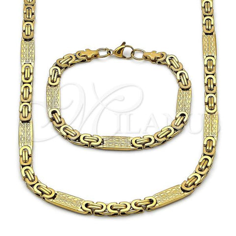 Stainless Steel Necklace and Bracelet, Infinite Design, Polished, Golden Finish, 06.363.0058.2