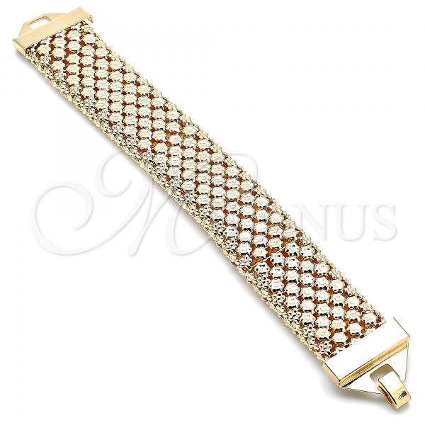 Oro Laminado Fancy Bracelet, Gold Filled Style Flower Design, Polished, Golden Finish, 03.331.0015.1.08