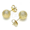 Oro Laminado Stud Earring, Gold Filled Style Matte Finish, Golden Finish, 02.100.0112