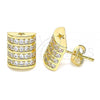 Oro Laminado Stud Earring, Gold Filled Style with White Micro Pave, Polished, Golden Finish, 02.195.0113