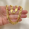Oro Laminado Basic Necklace, Gold Filled Style Concave Cuban Design, Polished, Golden Finish, 5.223.001.30