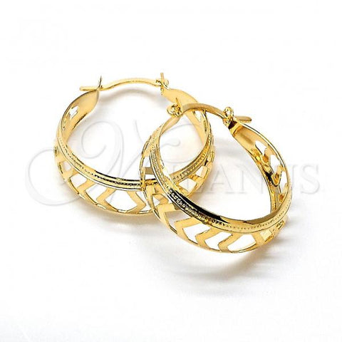 Oro Laminado Small Hoop, Gold Filled Style Diamond Cutting Finish, Golden Finish, 106.026