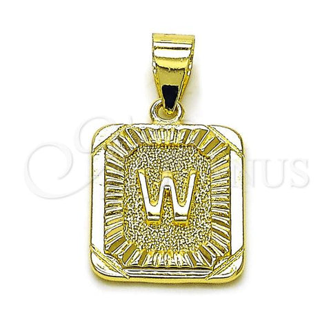 Oro Laminado Fancy Pendant, Gold Filled Style Initials Design, Diamond Cutting Finish, Golden Finish, 05.411.0053