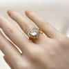 Oro Laminado Multi Stone Ring, Gold Filled Style Heart and Cluster Design, with White Cubic Zirconia and White Micro Pave, Polished, Golden Finish, 01.266.0062