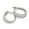 Sterling Silver Huggie Hoop, with White Cubic Zirconia, Polished, Rhodium Finish, 02.286.0007.15