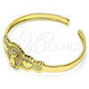 Oro Laminado Individual Bangle, Gold Filled Style Divino Niño and Heart Design, Diamond Cutting Finish, Golden Finish, 07.253.0025