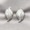 Rhodium Plated Stud Earring, Leaf Design, Polished, Rhodium Finish, 02.163.0370.1