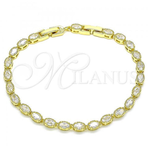 Oro Laminado Tennis Bracelet, Gold Filled Style with White Cubic Zirconia, Polished, Golden Finish, 03.283.0025.08