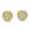 Oro Laminado Stud Earring, Gold Filled Style with White Cubic Zirconia and White Micro Pave, Polished, Golden Finish, 02.342.0112