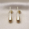 Oro Laminado Stud Earring, Gold Filled Style Teardrop and Hollow Design, Polished, Golden Finish, 02.163.0358