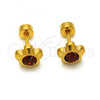 Stainless Steel Stud Earring, Flower Design, with Brown Crystal, Polished, Golden Finish, 02.271.0019.5