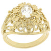 Oro Laminado Multi Stone Ring, Gold Filled Style with White Cubic Zirconia, Diamond Cutting Finish, Golden Finish, 5.165.010.06 (Size 6)