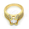 Oro Laminado Multi Stone Ring, Gold Filled Style with White Cubic Zirconia, Polished, Golden Finish, 01.284.0015.08 (Size 8)