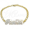 Oro Laminado Fancy Bracelet, Gold Filled Style Nameplate Design, Polished, Tricolor, 03.63.1966.1.08