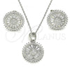 Sterling Silver Earring and Pendant Adult Set, with White Cubic Zirconia, Polished, Rhodium Finish, 10.286.0034