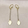 Oro Laminado Long Earring, Gold Filled Style Leaf Design, with  Cubic Zirconia, Golden Finish, 5.081.012